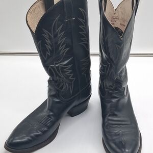 Justin 2041 Black Western Boots Men 12 Women 13.5 Cowboy Leather